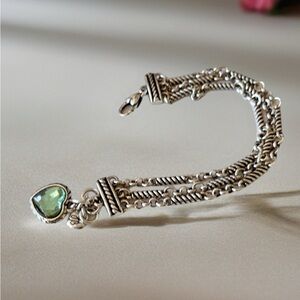 Brighton Newport multi-strand emerald green crystal heart charm bracelet.